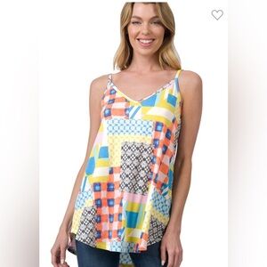 Patchwork Print Cami Tank Top
